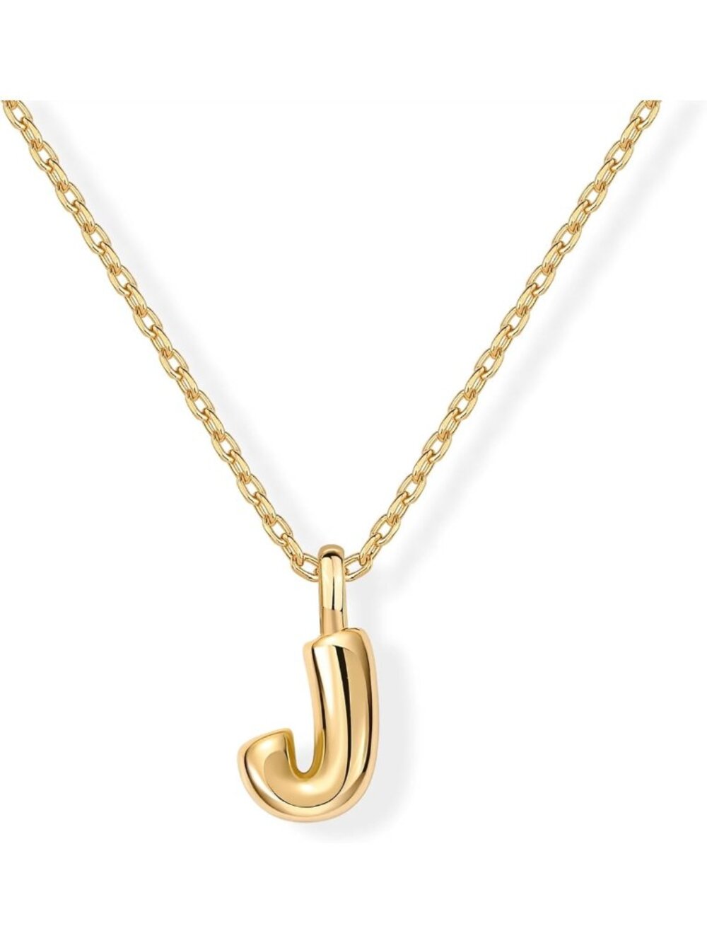 Dainty 14K Gold Plated Chunky Initial Letter Pendant Necklace for Women